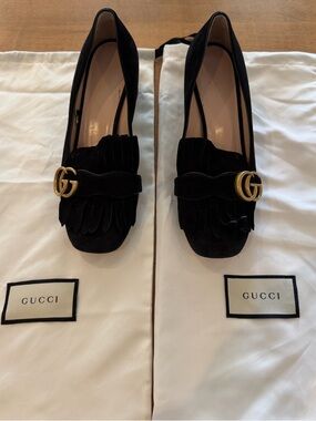 Gucci Marmont Fringed Suede Pumps